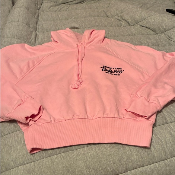 2 Piece - Zara X Barbie Pink 1959 Cropped Sweatshirt Hoodie & Joggers Sz L - Picture 4 of 11